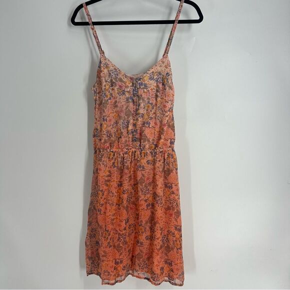 GYPSY 05 Women’s Orange Ombré Floral Printed Tank 100% Silk Dress Sz M - Picture 1 of 6